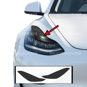 Smoked Upper DRL Eyelid Headlight Overlays (Fits For: Tesla Model 3)
