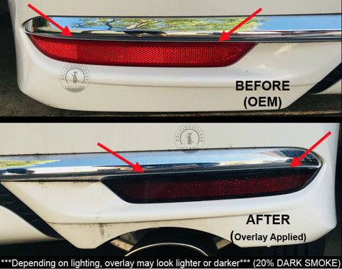 Smoked Rear Bumper Reflectors Insert Overlays (Fits For: 2016-2017 Honda Accord)