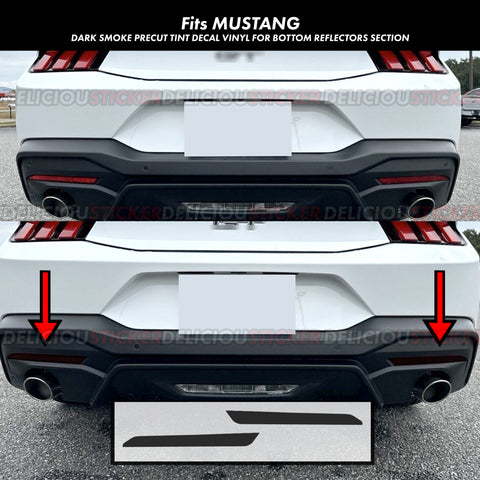 Rear Bumper Reflectors Tint Decals Overlays (Fits For: 2024 Ford Mustang)