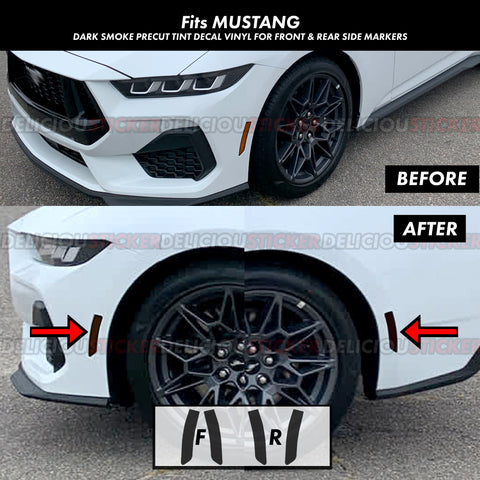 Side Marker Tint Decals Overlays (Fits For: 2024 Ford Mustang)