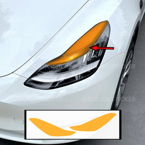 Orange Yellow Upper DRL Eyelid Headlight Overlays (Fits For: Tesla Model Y)