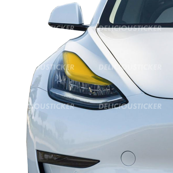Yellow Upper DRL Eyelid Headlight Overlays (Fits For: Tesla Model Y)