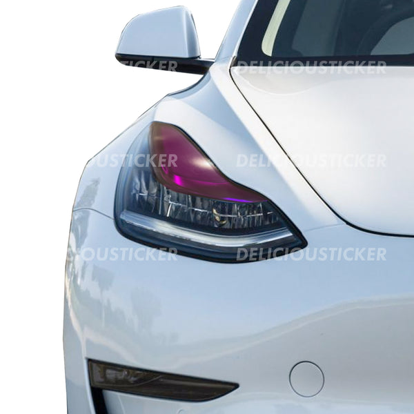 Purple Upper DRL Eyelid Headlight Overlays (Fits For: Tesla Model 3)