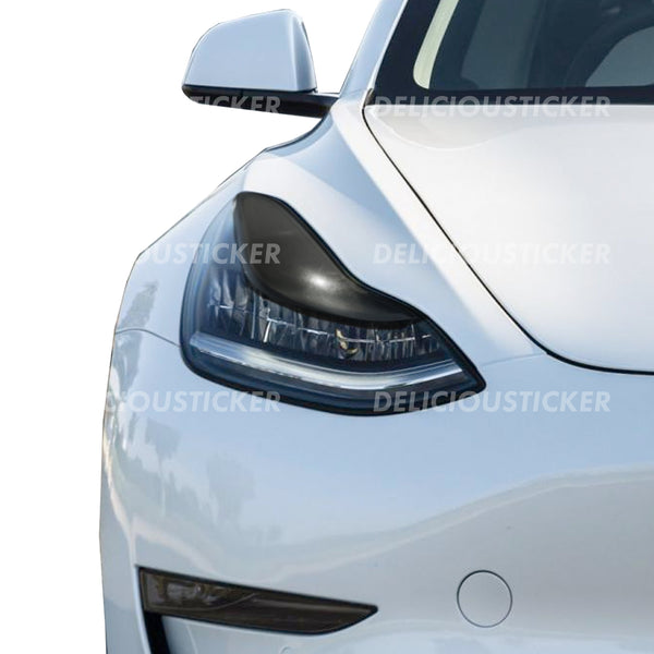 Smoked Upper DRL Eyelid Headlight Overlays (Fits For: Tesla Model Y)