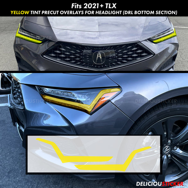 Yellow Front Headlight DRL Tint Overlay (Fits For: 2021-2024 TLX)