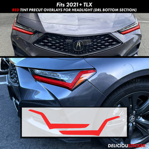 Red Front Headlight DRL Tint Overlay (Fits For: 2021-2024 TLX)