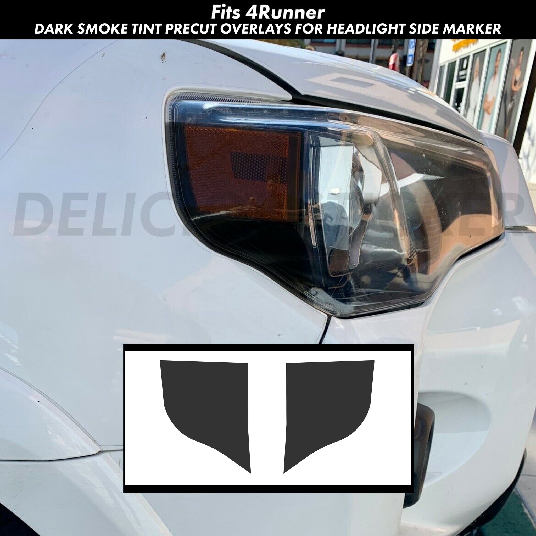 Smoked Front Headlight Amber Corner Overlays (Fits For: 2015-2022 4Runner)