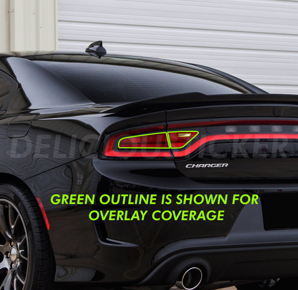 Red Tail Light Inner Overlays w/ Reverse Cut (Fits For: 2015-2022 Dodge Charger)