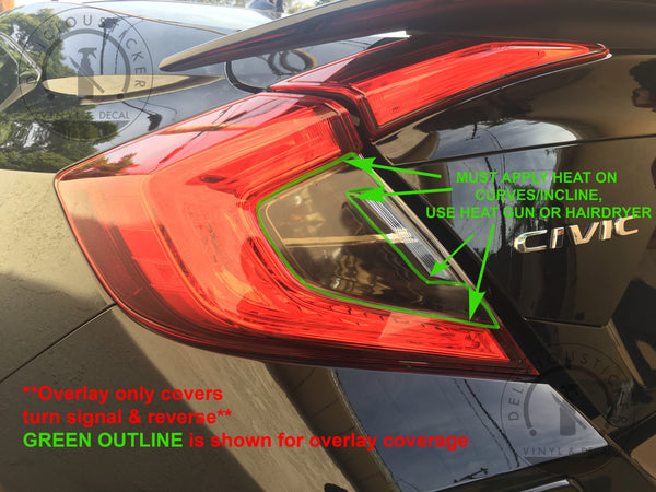 Smoked Tail Light Insert Overlays (Fits For: 2016-2020 Honda Civic Sedan)