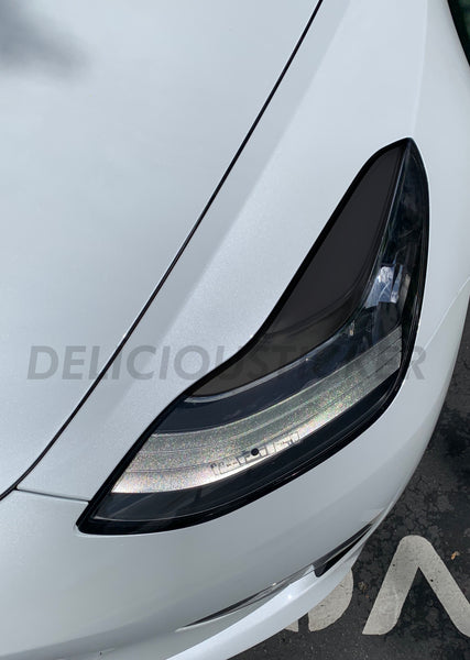 Smoked Upper Eyelid Headlight Overlays (Fits For: Tesla Model 3)