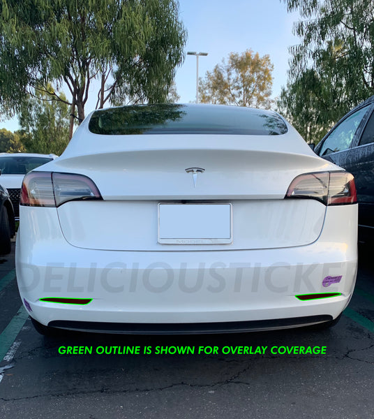 Smoked Rear Bumper Reflectors Overlays (Fits For: Tesla Model 3)