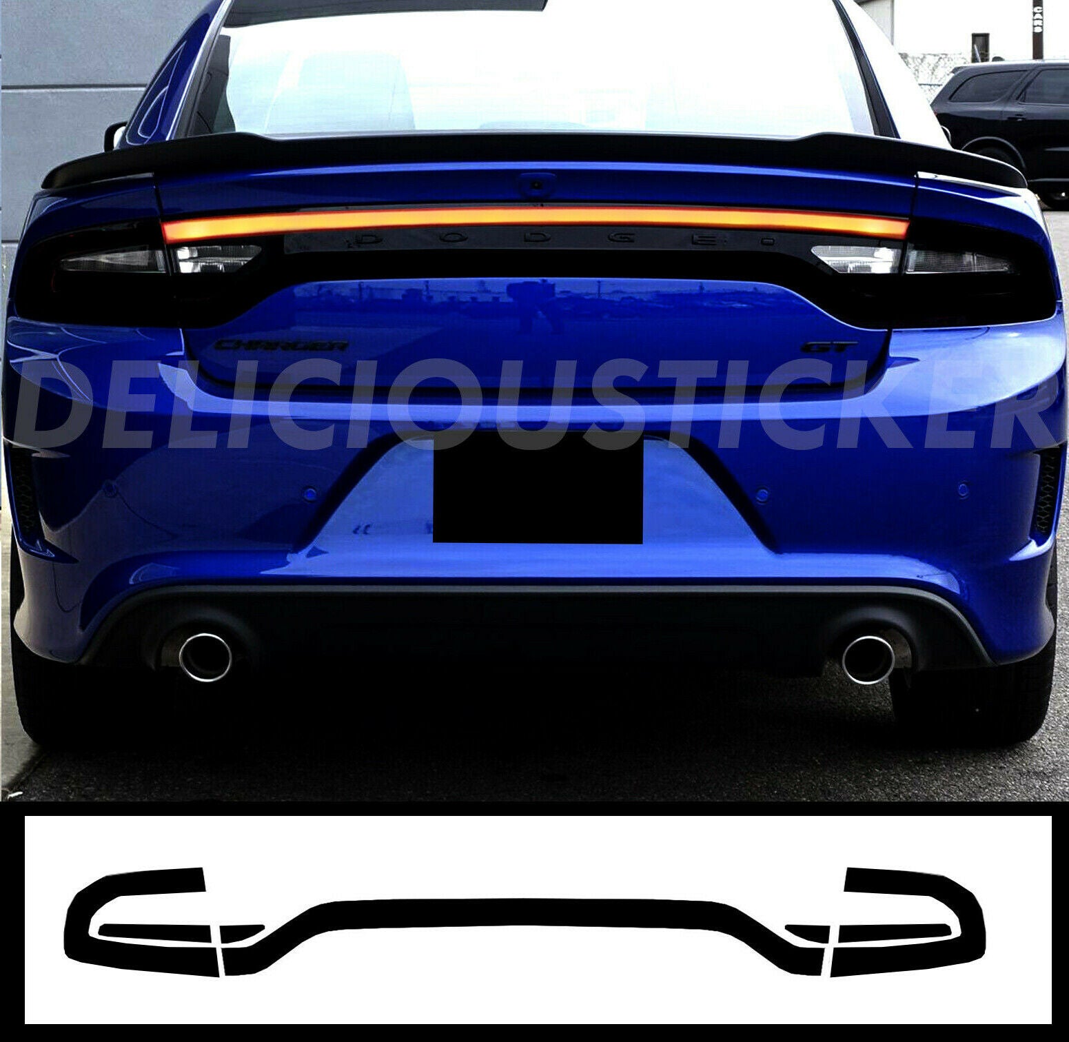 Black RaceTrack Tail Light Decal Overlays STYLE J (Fits For: 2015-2022 Dodge Charger)