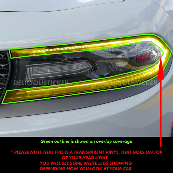 PreCut Tint Vinyl Overlays for Headlight Daytime Running Light (Fits For: 2015-2022 Dodge Charger)