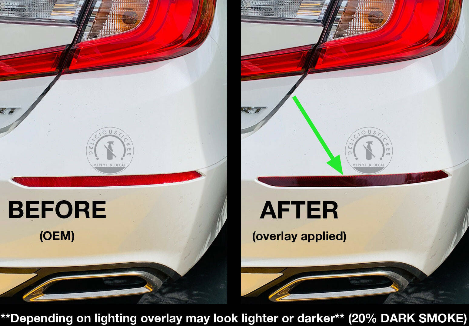 Smoked Rear Bumper Reflectors Insert Overlays (Fits For: 2018+ Honda Accord)
