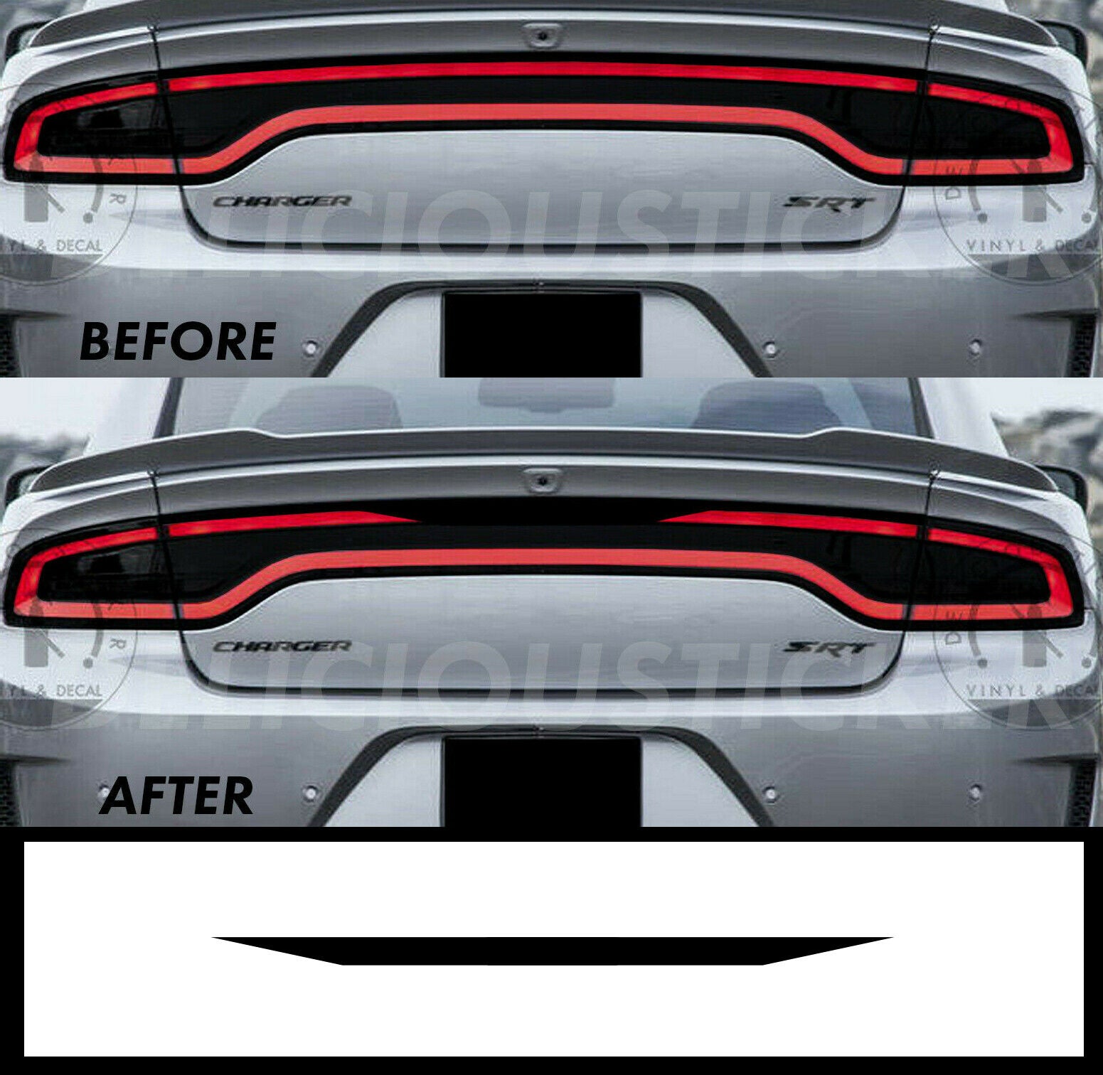 Black RaceTrack Tail Light Decal Overlays STYLE D (Fits For: 2015-2022 Dodge Charger)