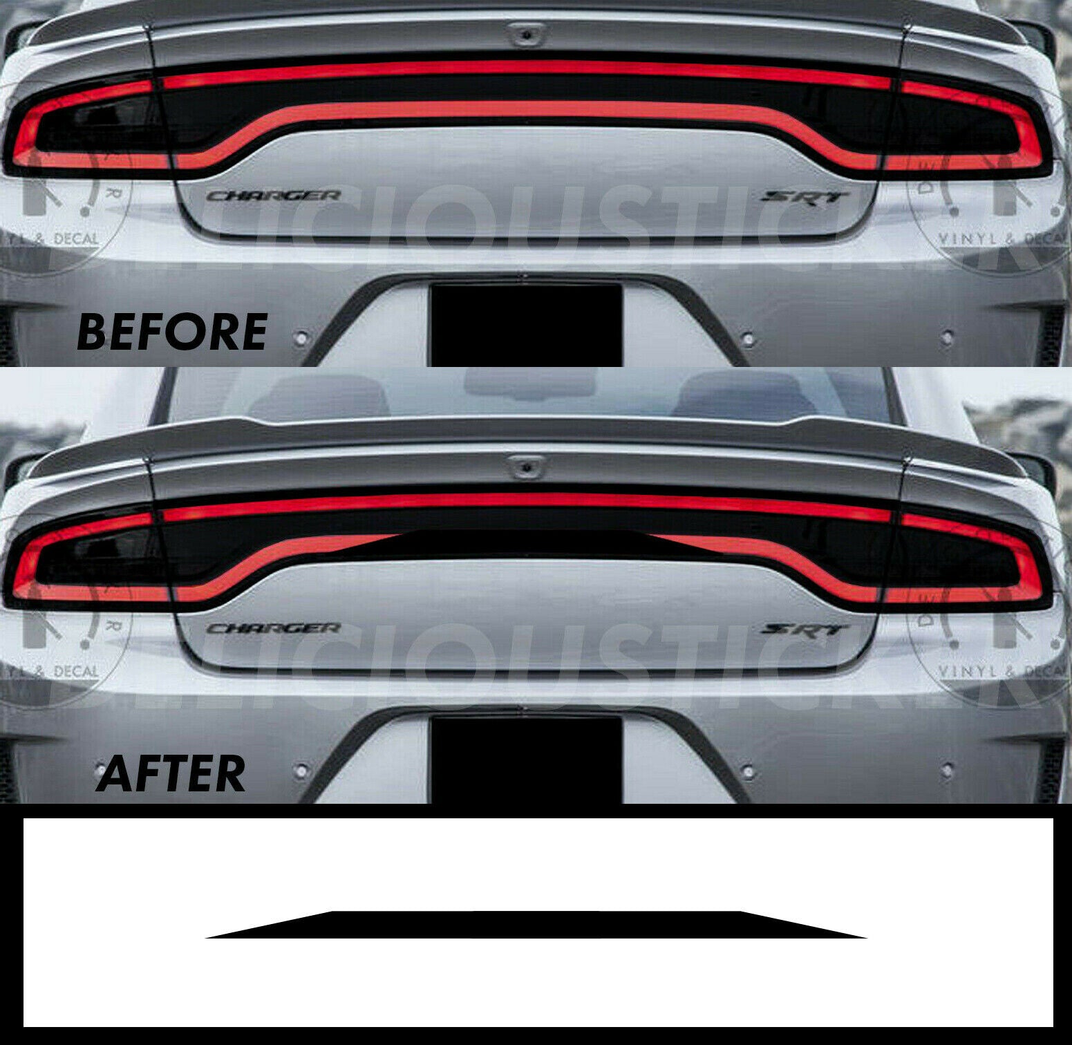 Black RaceTrack Tail Light Decal Overlays STYLE E (Fits For: 2015-2022 Dodge Charger)