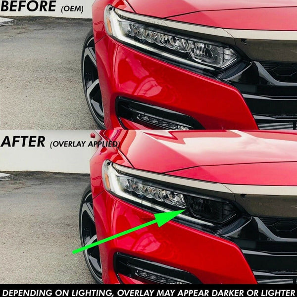 Smoked Front Head Light HIGH BEAM Section Insert (Fits For: 2018 + Honda Accord)