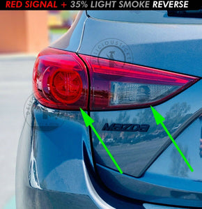 Red/Smoked Tail Light Inner Overlays (Fits For: 2013-2018 Mazda 3 Hatchback)