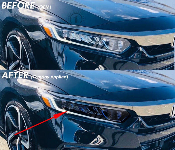 Smoked Front Head Light HIGH + LOW BEAM Section Insert (Fits For: 2018 + Honda Accord)