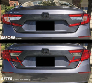 Red Signal / Blinker + Light Smoke Reverse Insert Tail Light Overlay (Fits For: 2018+ Honda Accord)
